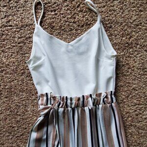 White striped tank top romper